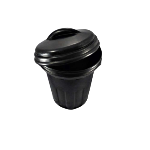 black round rubbish bin
